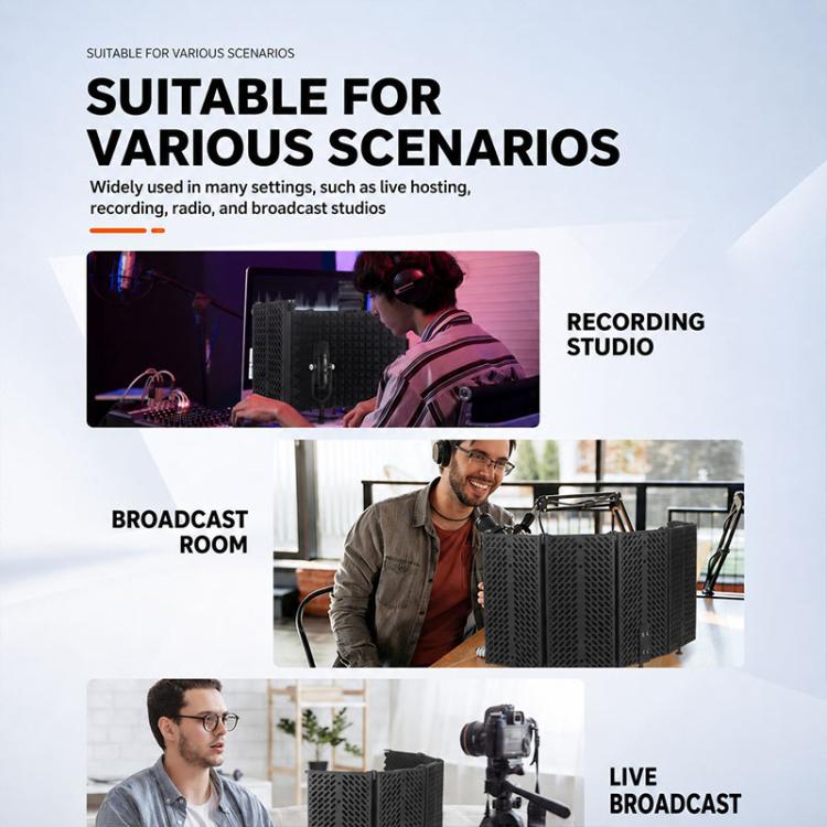 M3 Foldable Three-Panel Metal Casing Microphone Isolation Shield, M3 Metal Casing Isolation Shield