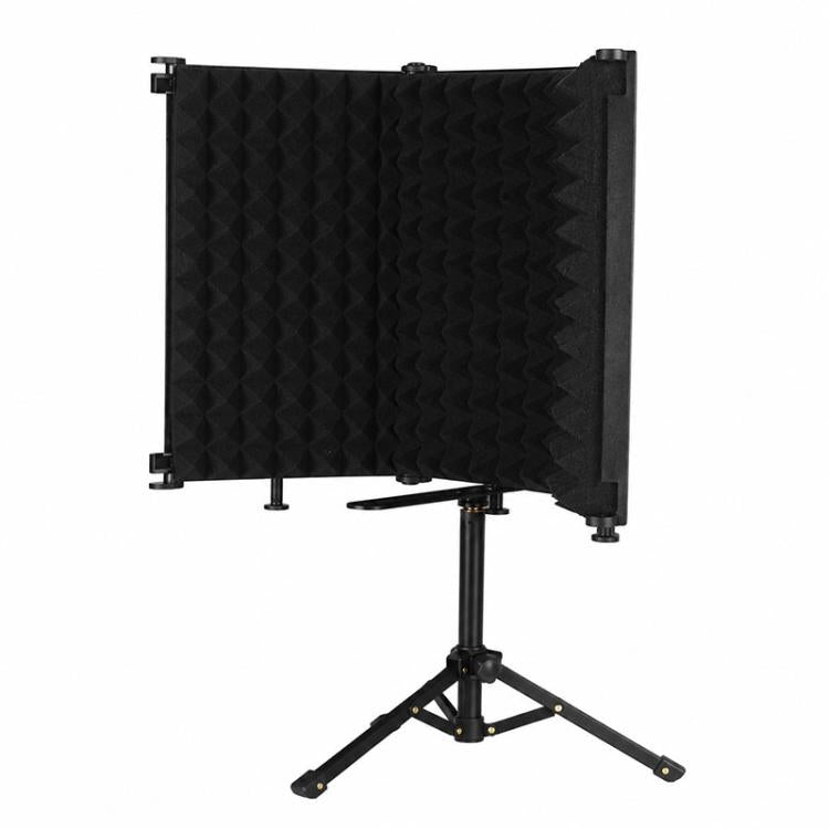 M3 Foldable Three-Panel Metal Casing Microphone Isolation Shield with Tripod and Pop Filter Kit, M3 Metal Casing Isolation Shield+Tripod+Pop Filter