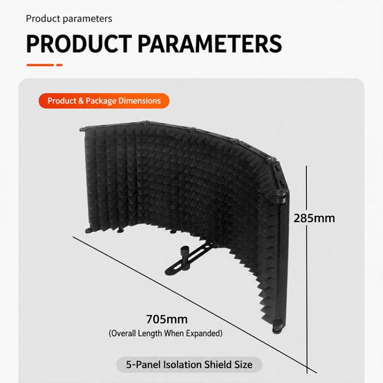 M5 Foldable Five-Panel Metal Casing Microphone Isolation Shield, M5 Metal Casing Isolation Shield