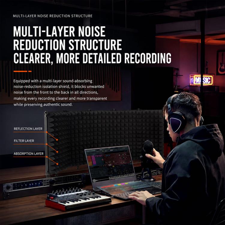 M5 Foldable Five-Panel Metal Casing Microphone Isolation Shield, M5 Metal Casing Isolation Shield