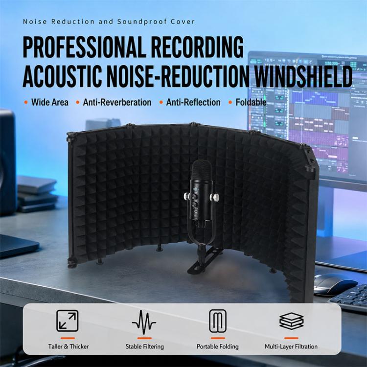 M5 Foldable Five-Panel Metal Casing Microphone Isolation Shield, M5 Metal Casing Isolation Shield