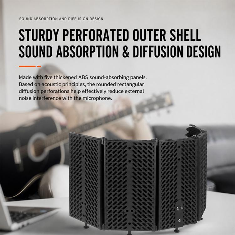 M5 Foldable Five-Panel Metal Casing Microphone Isolation Shield, M5 Metal Casing Isolation Shield