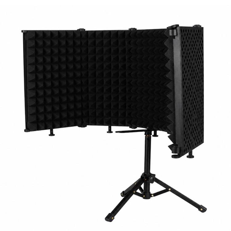 M5 Foldable Five-Panel Metal Casing Microphone Isolation Shield with Tripod and Pop Filter Kit, M5 Metal Casing Isolation Shield+Tripod+Pop Filter