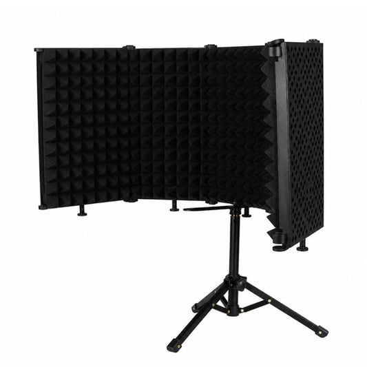 M5 Foldable Five-Panel Metal Casing Microphone Isolation Shield with Tripod and Pop Filter Kit, M5 Metal Casing Isolation Shield+Tripod+Pop Filter