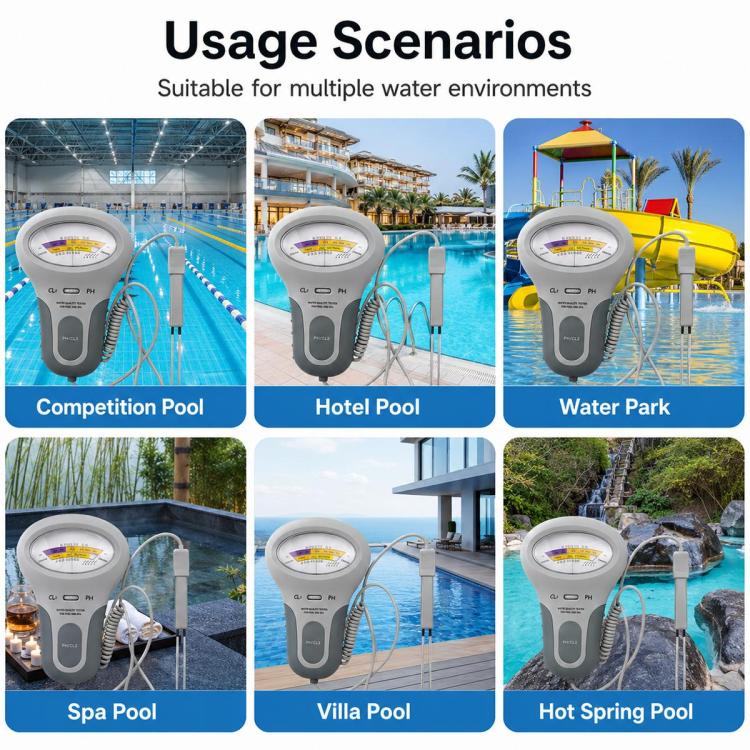2 in 1 Portable Swimming Pool Water Quality Tester PH Tester, 2 in 1