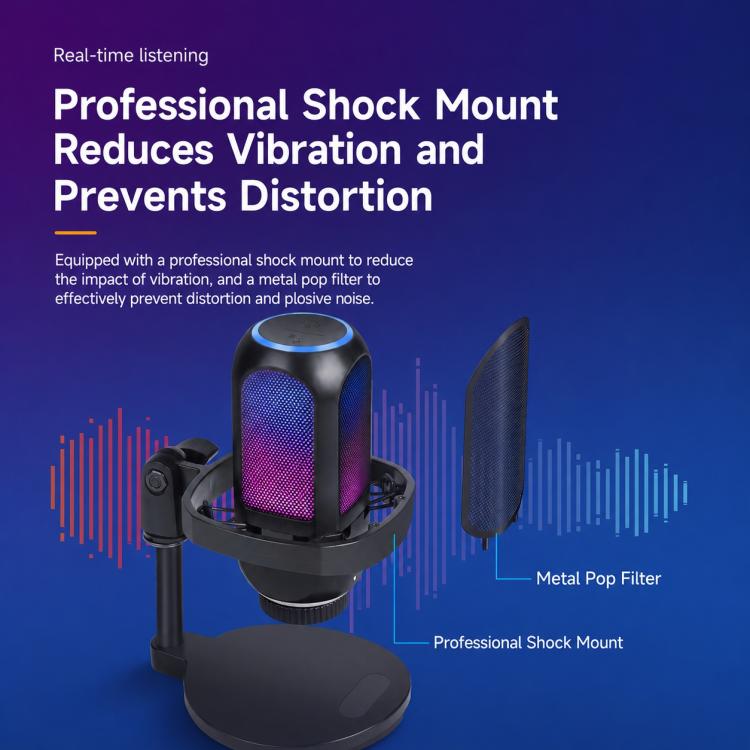 APK001 AI Noise Reduction USB Condenser Desktop Microphone, APK001 Desktop Microphone