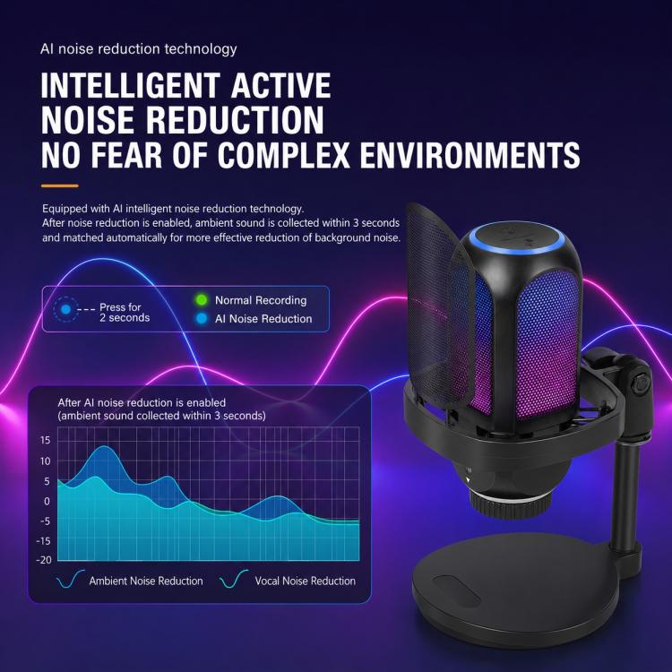 APK001 AI Noise Reduction USB Condenser Desktop Microphone, APK001 Desktop Microphone