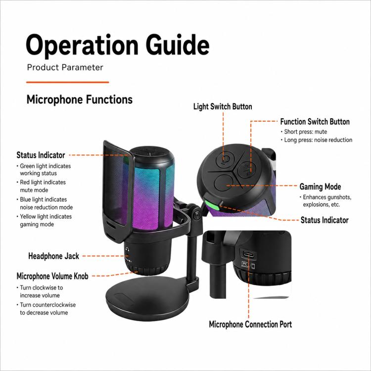 APK005 AI Smart Noise Reduction Condenser Desktop Microphone, APK005 Desktop Microphone