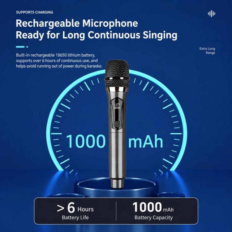 E1 UHF 2 in 1 Rechargeable Wireless Microphone