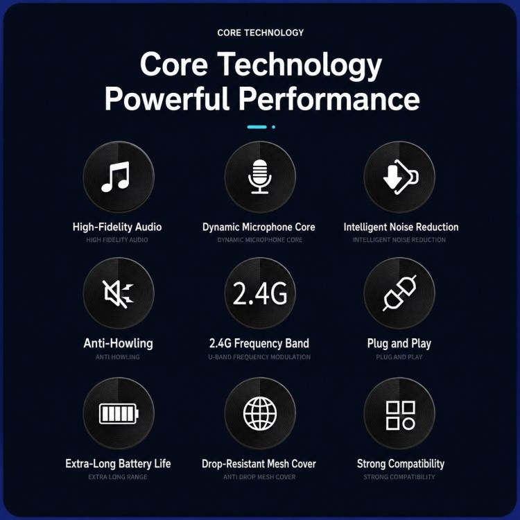E1 UHF 2 in 1 Rechargeable Wireless Microphone