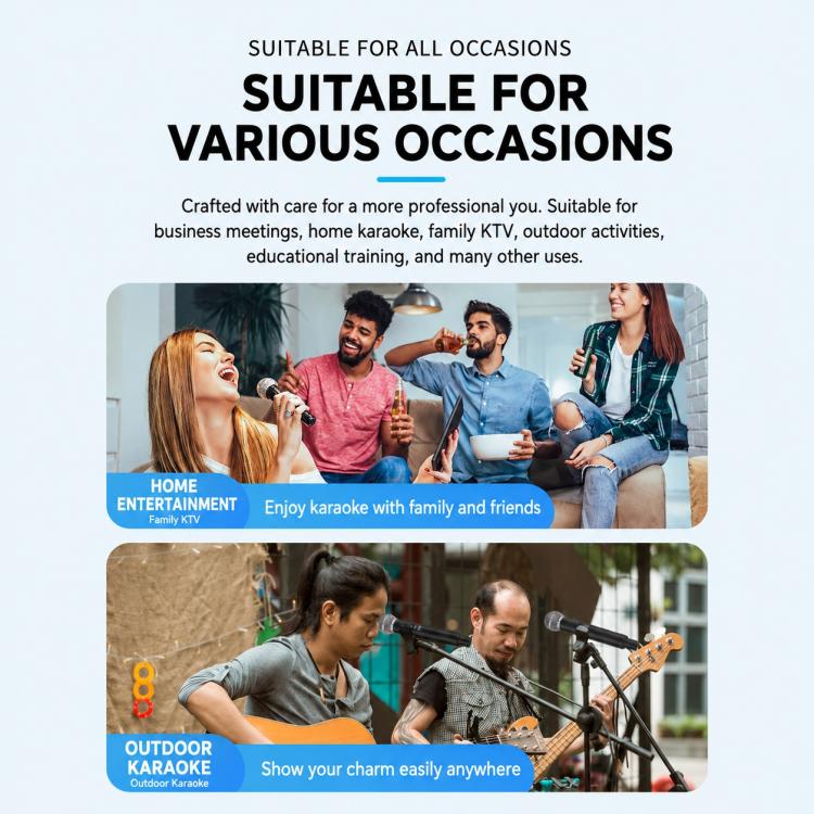 E5 1 to 2 Handheld UHF Wireless Microphone