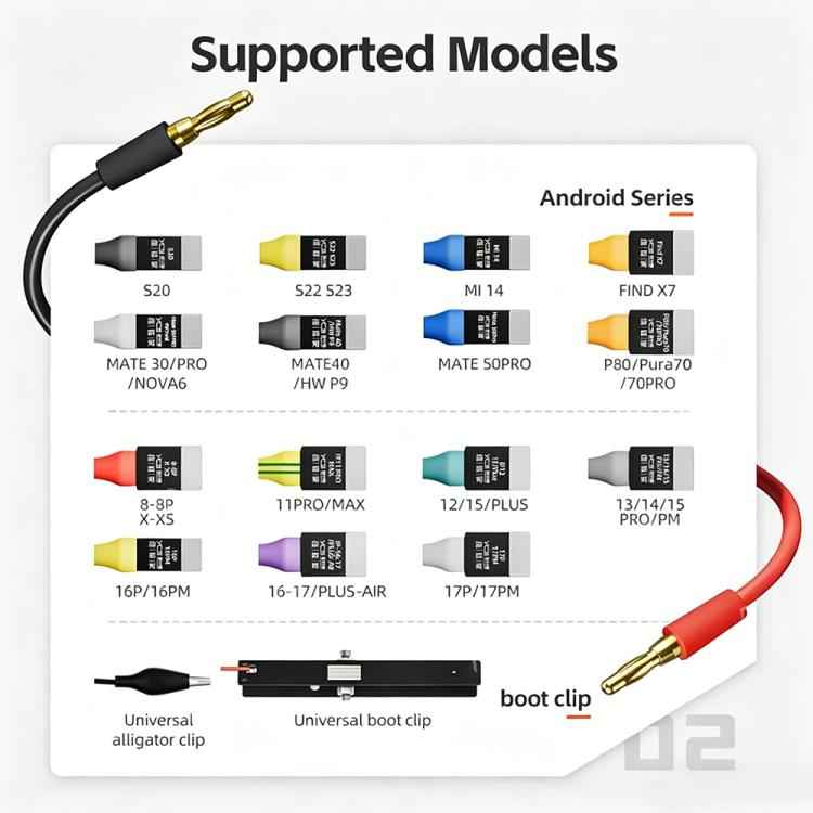 MR.YANG D03 16 in 1 Charging Boot DC Power Detection Cable for iPhone 8-17  Pro Max / Android, MR.YANG D03