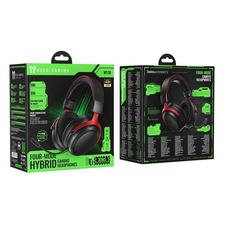 hoco W116 Shadow 4-mode BT 6.0 Gaming Headphones, hoco W116(Black)