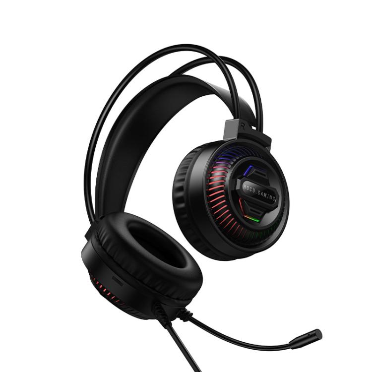 hoco W118 Extreme USB + AUX 3.5mm Port Gaming Headphones with Three-color Light, hoco W118(Black)