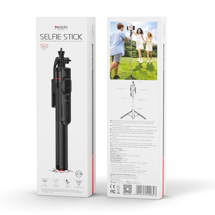 Yesido SF34 Auto Pop Open Tripod Selfie Stick with 1/4 Thread, SF34