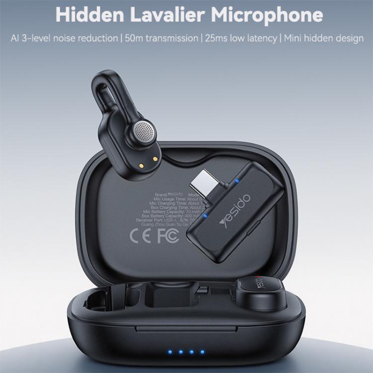 Yesido KR25 AI Noise Reduction Lavalier Microphone with Type-C Receiver, KR25