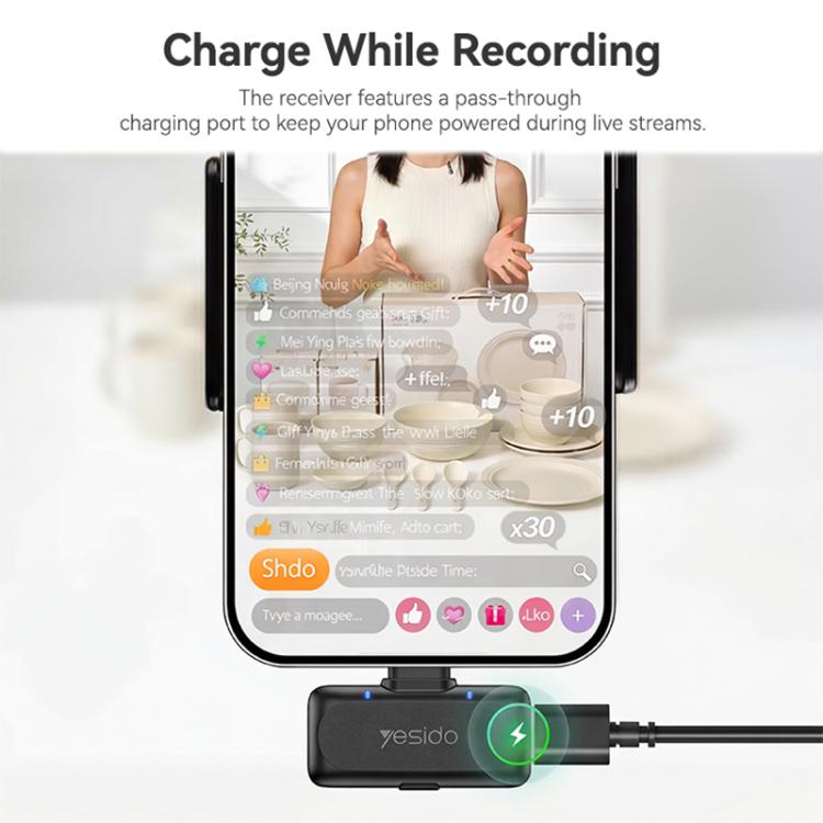 Yesido KR25 AI Noise Reduction Lavalier Microphone with Type-C Receiver, KR25