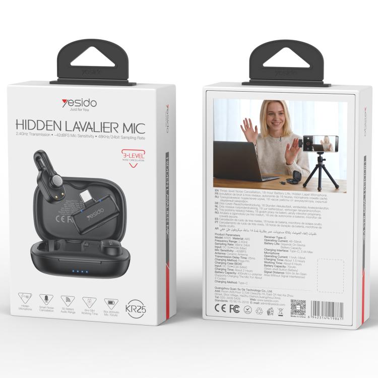 Yesido KR25 AI Noise Reduction Lavalier Microphone with Type-C Receiver, KR25