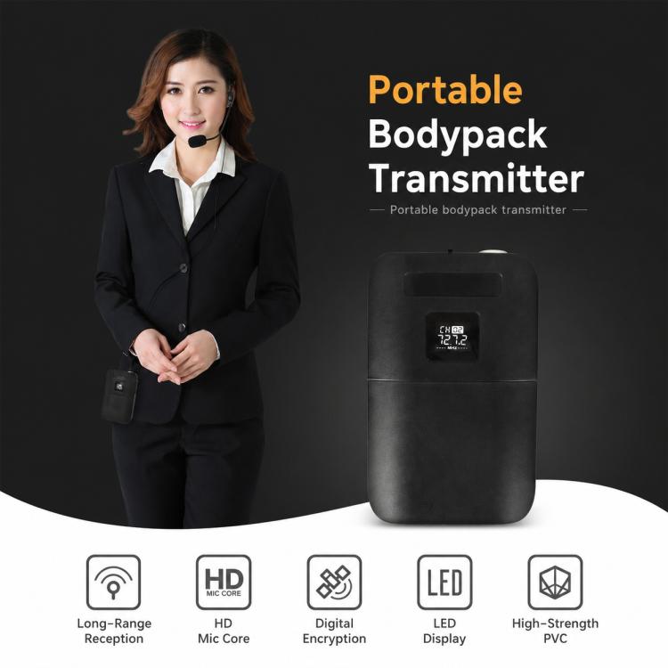 E8 1 to 2 VHF Wireless Dual-Channel Microphone, Headset, Lavalier