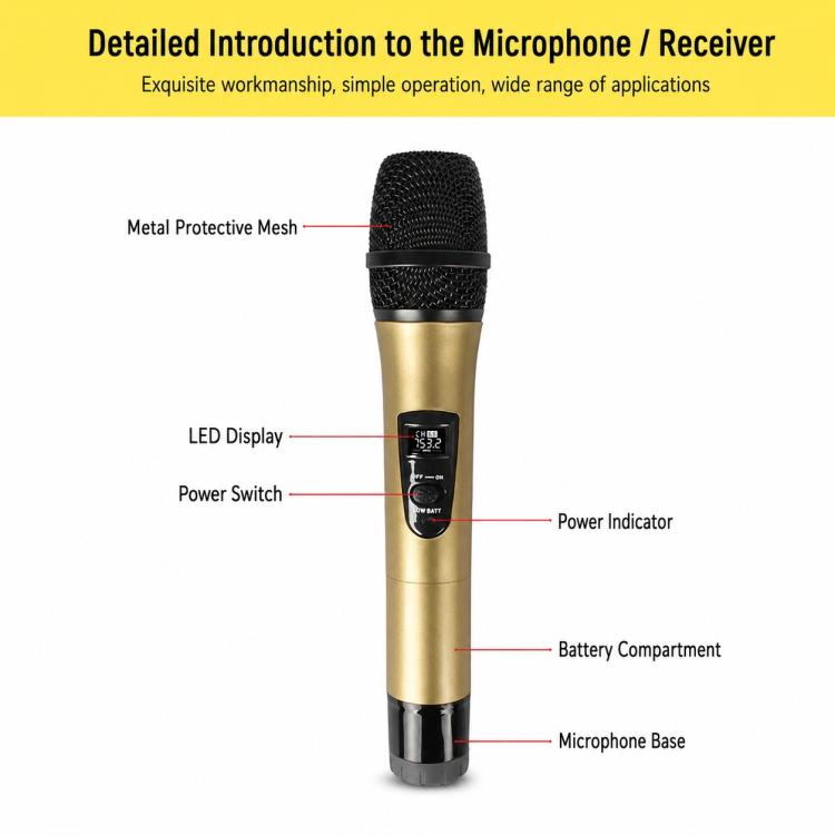 E8 1 to 2 VHF Wireless Noise Reduction Handheld Microphone
