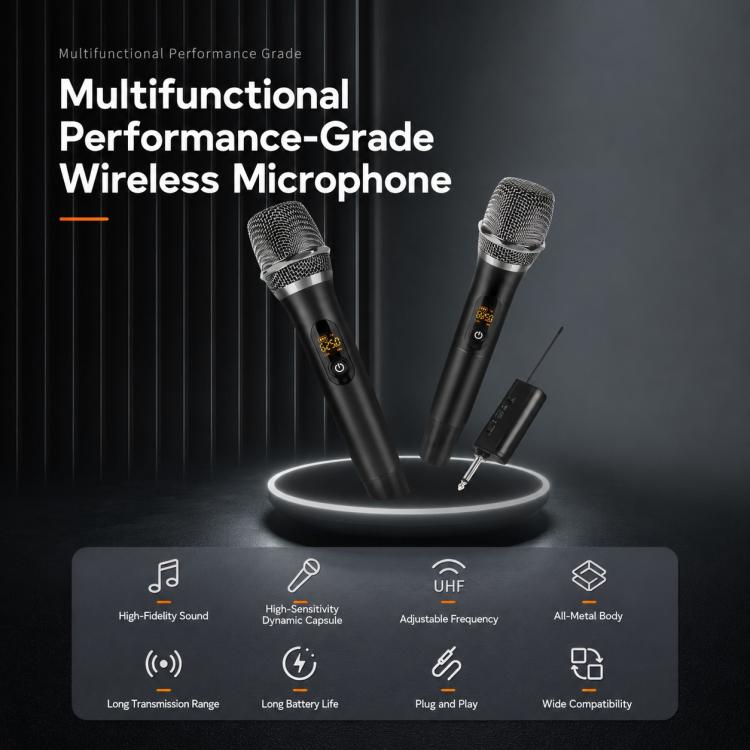 E11 1 to 2 UHF Wireless Dynamic Handheld Microphone