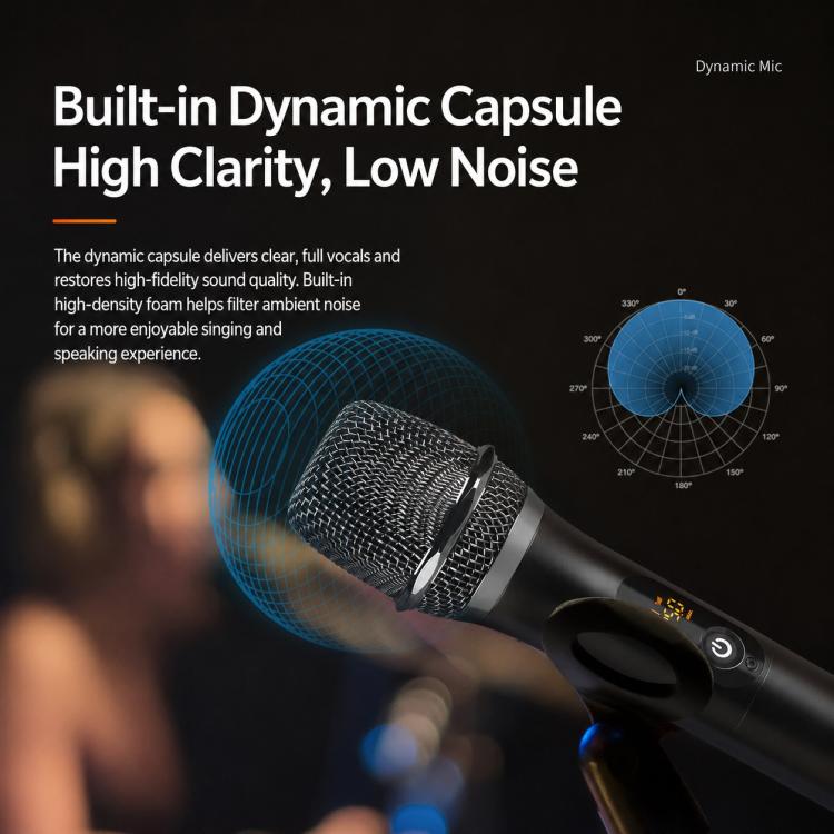 E11 1 to 2 UHF Wireless Dynamic Handheld Microphone
