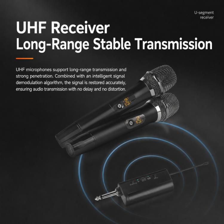 E11 1 to 2 UHF Wireless Dynamic Handheld Microphone