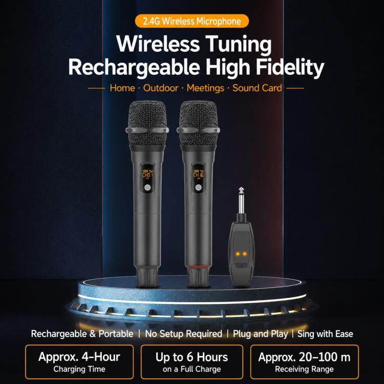 G109 1 to 2 Anti-Feedback 2.4G Wireless Handheld Microphone