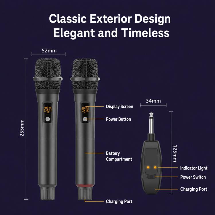 G109 1 to 2 Anti-Feedback 2.4G Wireless Handheld Microphone