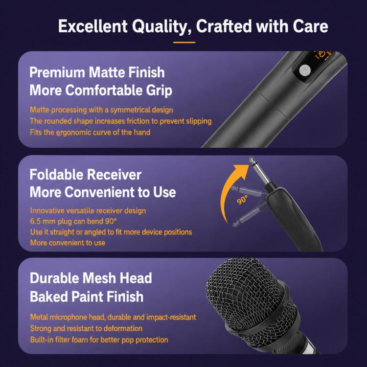 G109 1 to 2 Anti-Feedback 2.4G Wireless Handheld Microphone