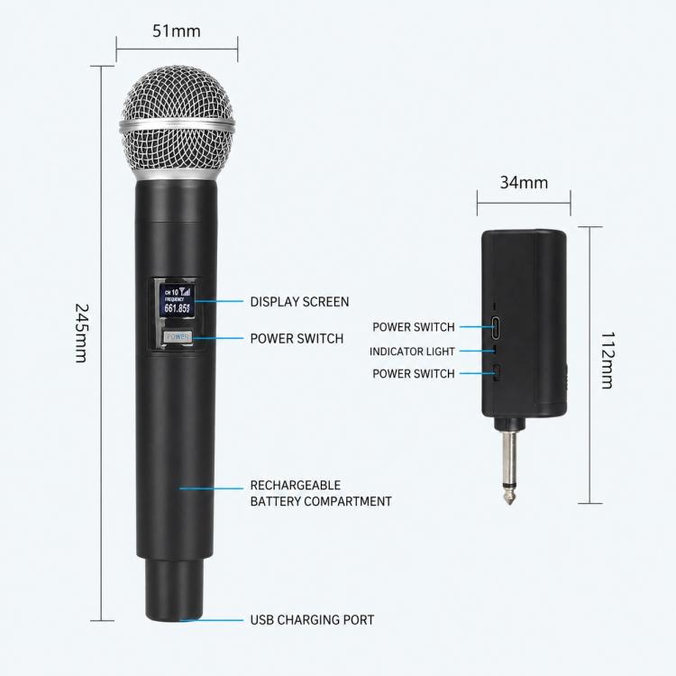 GE5 1 to 2 Wireless 2.4G Handheld Microphone
