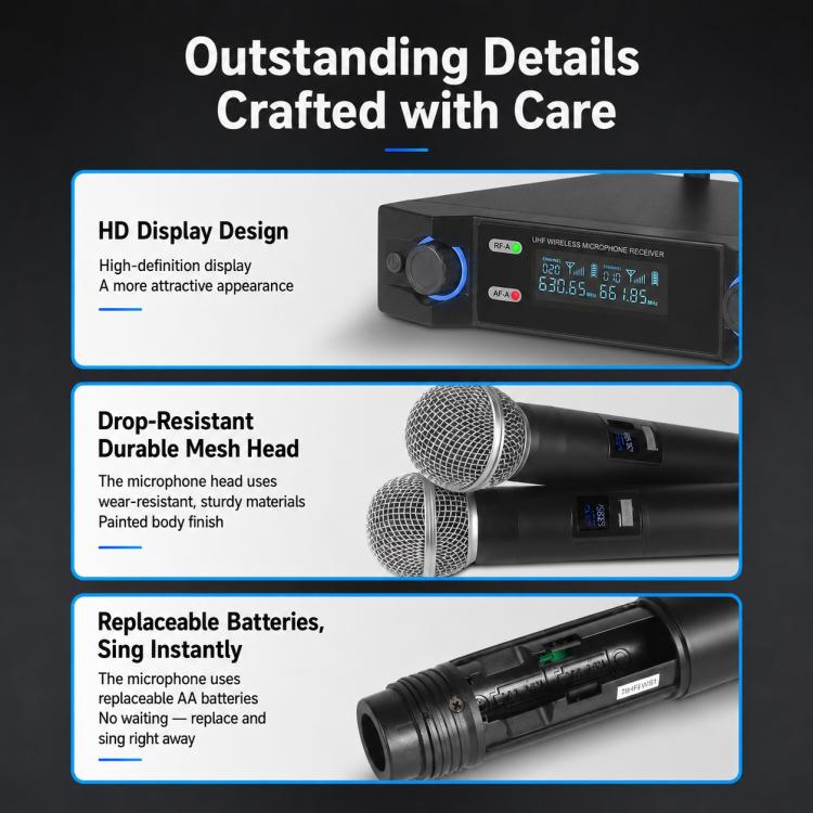 V7 1 to 2 VHF Wireless Handheld Microphone