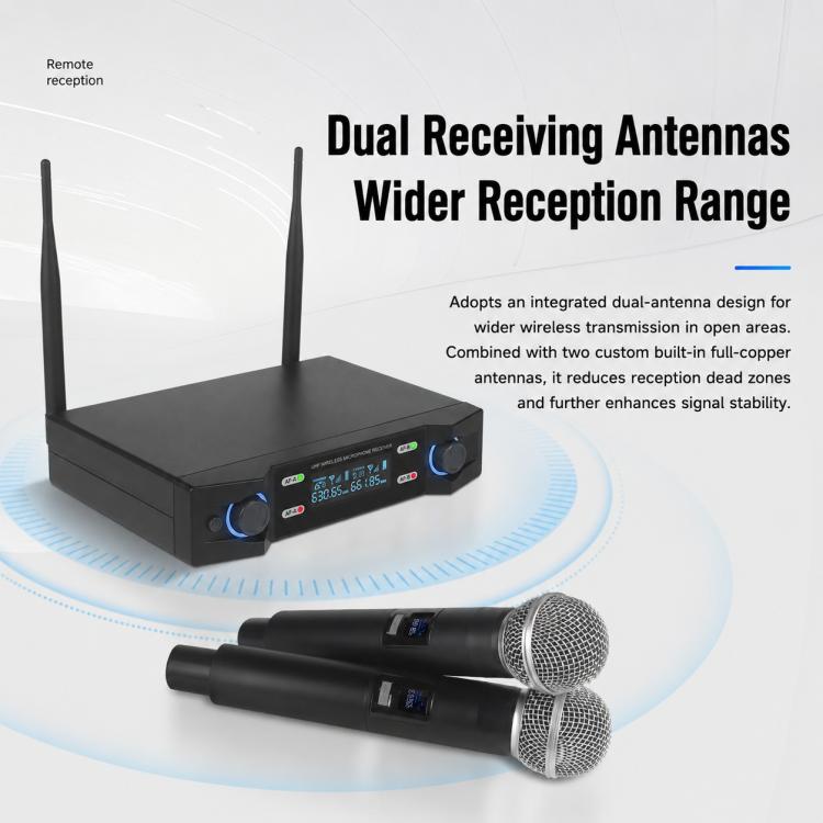 V7 1 to 2 VHF Wireless Handheld Microphone