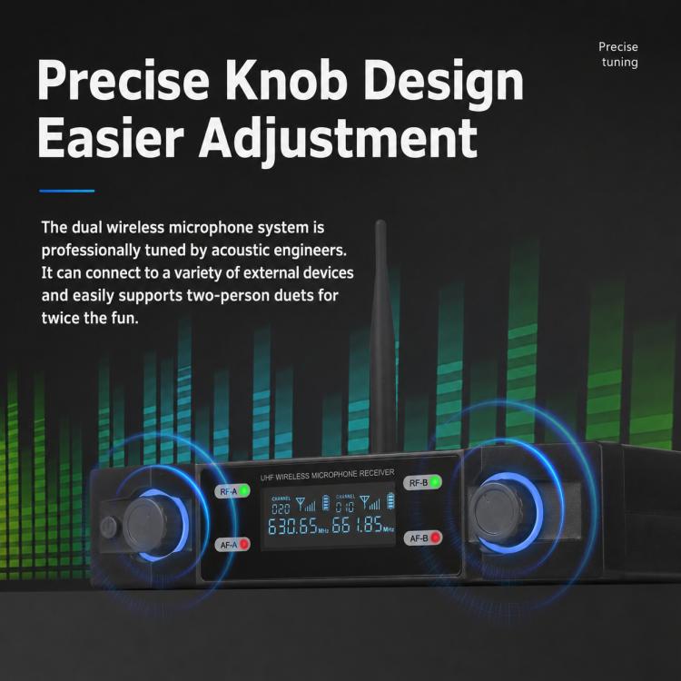 V7 1 to 2 VHF Wireless Handheld Microphone