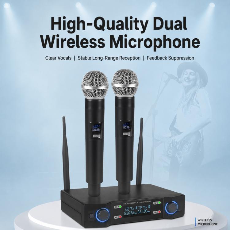 V8 1 to 2 VHF Wireless Handheld Microphone
