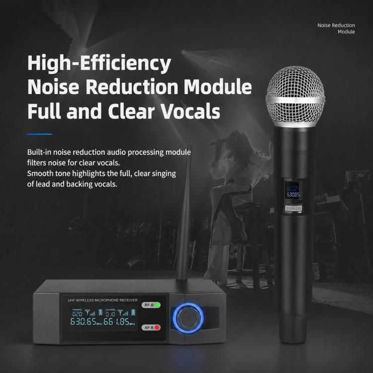 V8 1 to 2 VHF Wireless Handheld Microphone