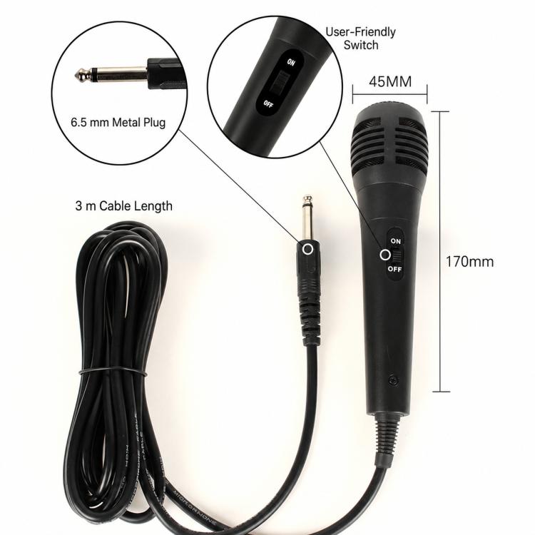 YS-102 Integrated Wired Dynamic Microphone, 6.35mm