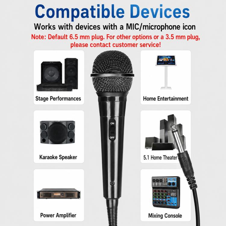 YS-102 Integrated Wired Dynamic Microphone, 6.35mm