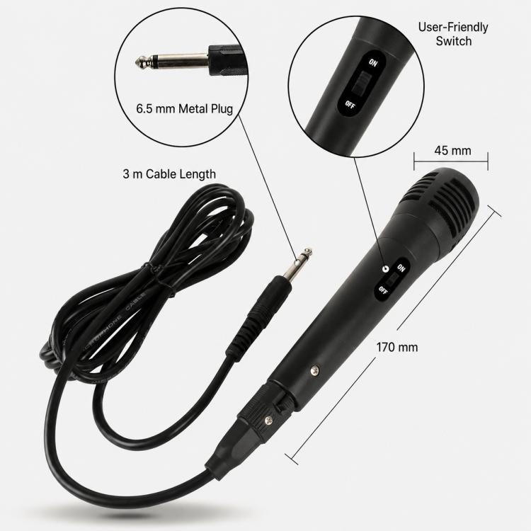YS-102 Separate Wired Dynamic Microphone, 6.35mm