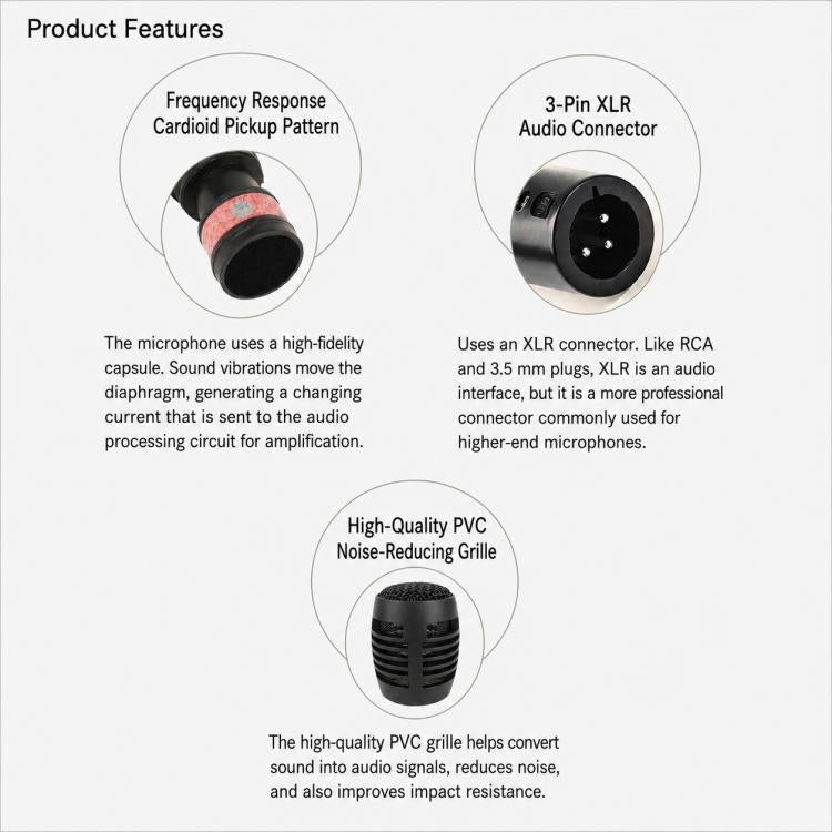 YS-102 Separate Wired Dynamic Microphone, 6.35mm