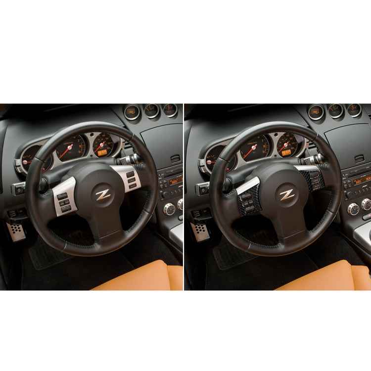 Car Carbon Fiber Steering Wheel Button Frame Decorative Sticker for Nissan 350z 2006-2009
