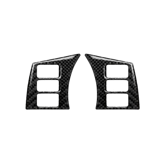 Car Carbon Fiber Steering Wheel Button Frame Decorative Sticker for Nissan 350z 2006-2009, Steering Wheel Button Frame