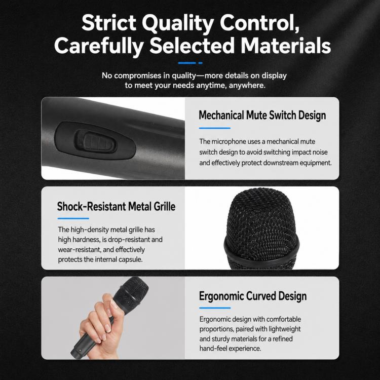 YS-223 Anti-feedback Separate Wired Microphone, 6.35mm