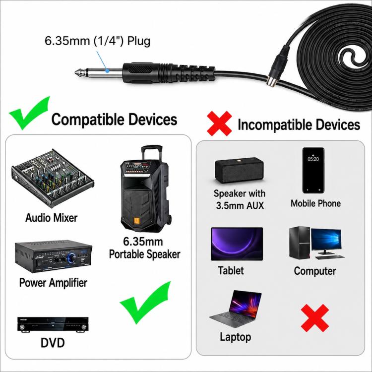 YS-226 Separate Wired Dynamic Microphone, 6.35mm