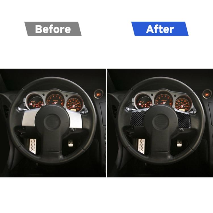 Car Carbon Fiber Steering Wheel Decorative Sticker for Nissan 350z 2006-2009, Steering Wheel