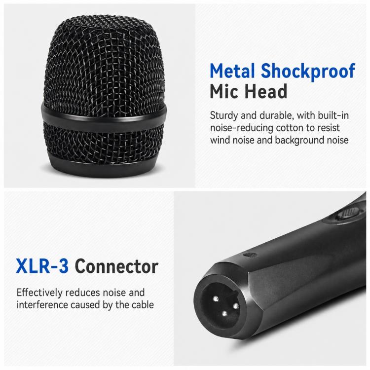 YS-228 Separate Wired Anti-Feedback Metal Microphone, 6.35mm