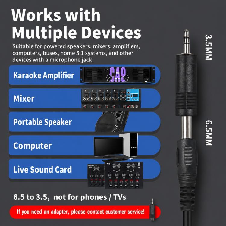 YS-228 Separate Wired Anti-Feedback Metal Microphone, 6.35mm