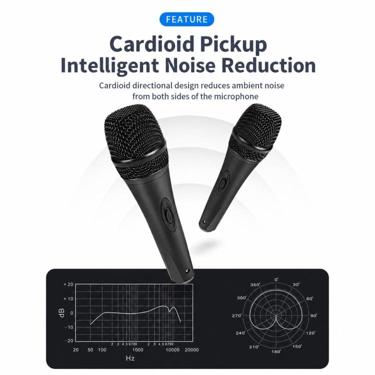 YS-228 Separate Wired Anti-Feedback Metal Microphone, 6.35mm