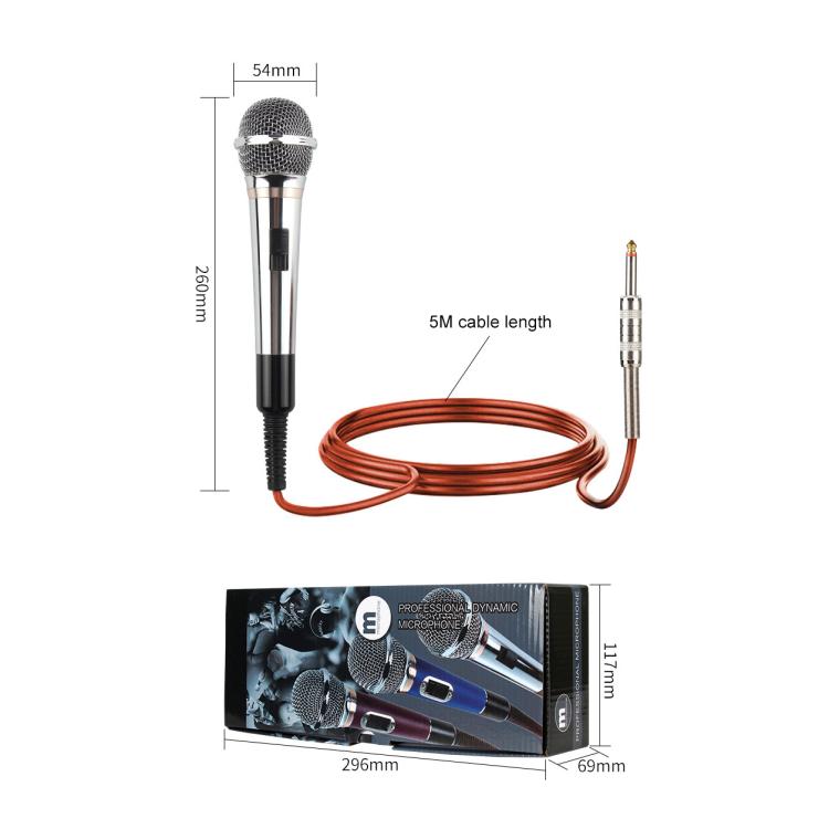 YS-308 Integrated Wired Dynamic Microphone for Karaoke Audio, 6.35mm