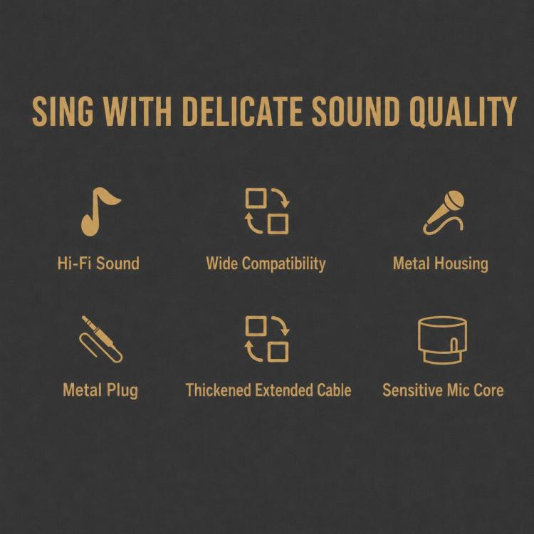 YS-308 Integrated Wired Dynamic Microphone for Karaoke Audio, 6.35mm